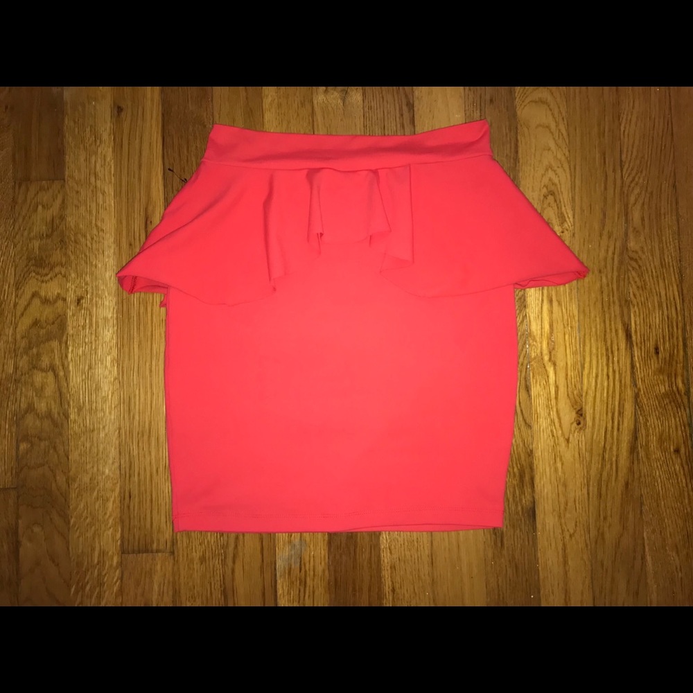 Bebe Coral Stretch Peplum Skirt